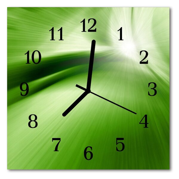 Ceas de perete din sticla pătrat Abstract Art Green