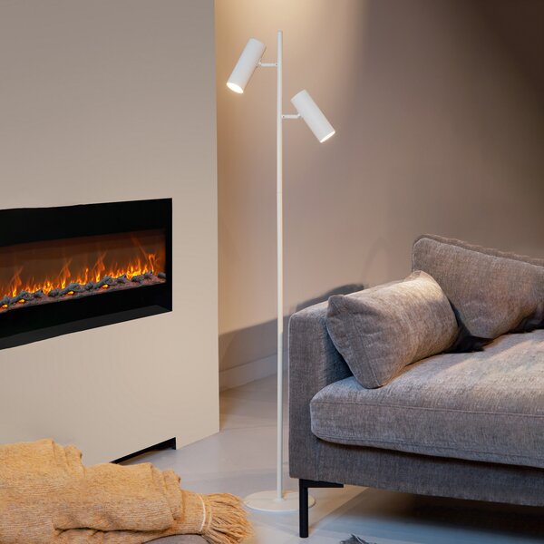 Lucide Club lampadar, reglabil, alb, metal, 140 cm, GU10, Alb, Camera de zi / sufragerie, Metal