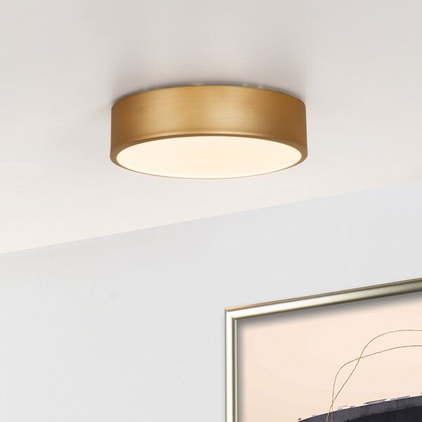 Lucide Plafonieră cu LED Unar, auriu mat, Ø 20 cm, reglabil, Auriu / Alamă, Camera de zi / sufragerie, Metal, Modern