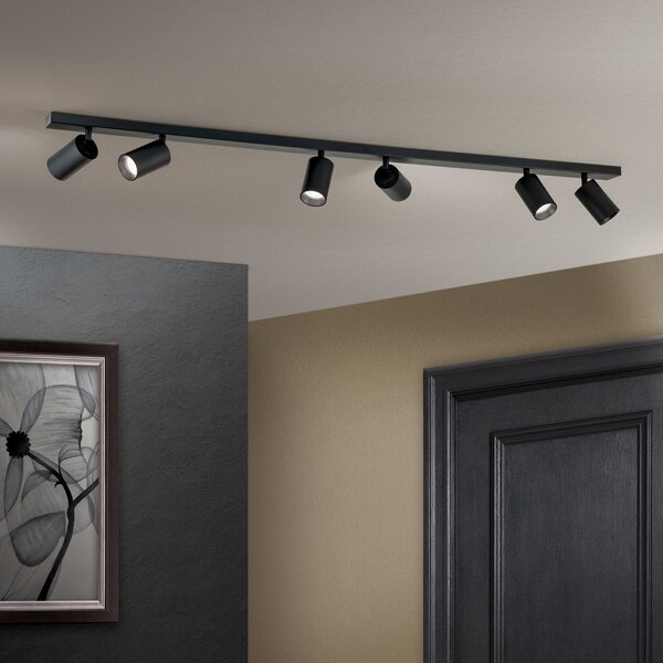 ORION Sean plafonieră 6 becuri, negru, reglabil, Negru, Camera de zi / sufragerie, Metal