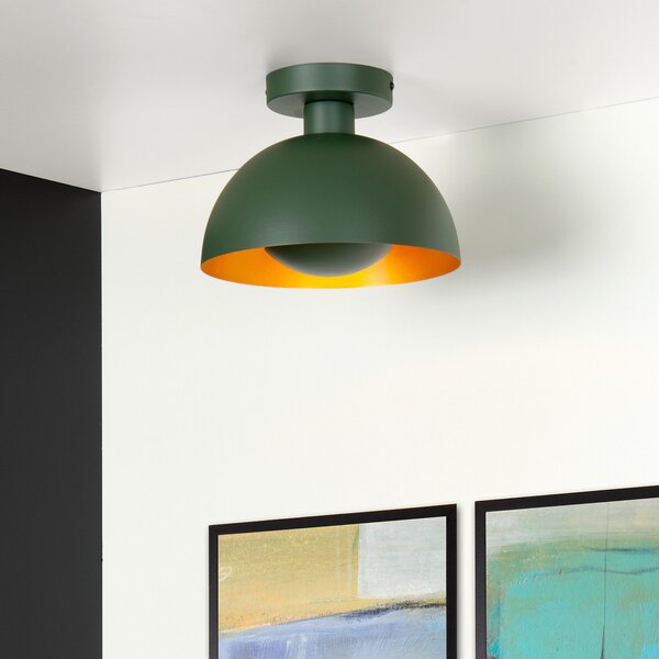Lucide Siemon plafonieră din oțel, Ø 25 cm, verde, reglabil, Verde, Camera de zi / sufragerie, Metal, Modern