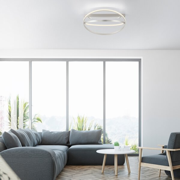 Q-Smart-Home Paul Neuhaus Q-Beluga plafonieră LED, oțel, reglabil, Metalic, Camera de zi / sufragerie, Metal, Modern