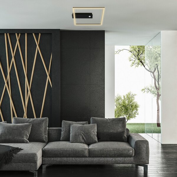 Briloner Nici plafonieră LED cu senzor, pătrată, negru, Negru, Camera de zi / sufragerie, Metal, Modern