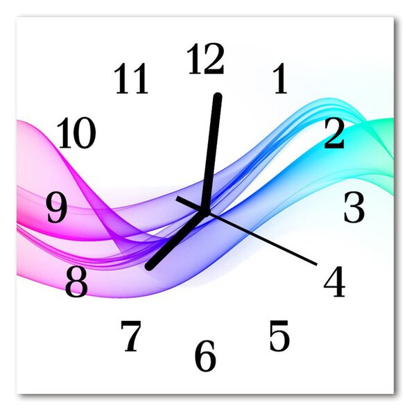 Ceas de perete din sticla pătrat Abstract Linii Art Multi-colorat