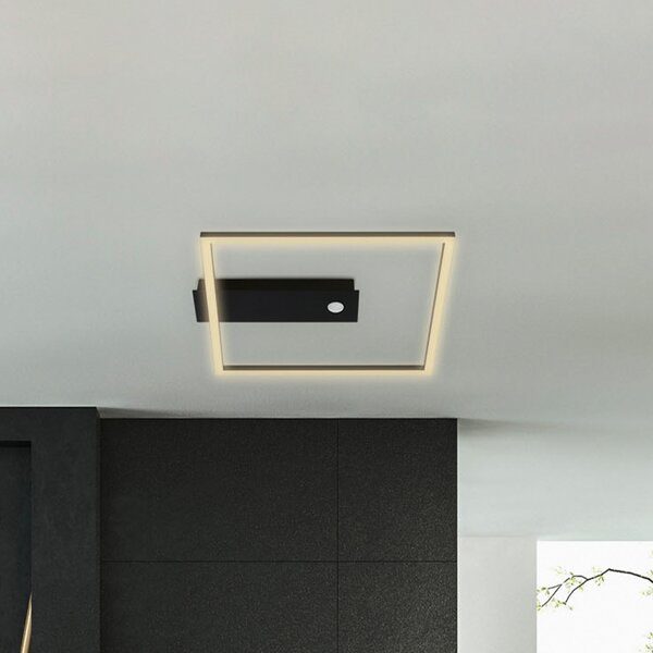 Briloner Nici plafonieră LED cu senzor, pătrată, negru, Negru, Camera de zi / sufragerie, Metal, Modern