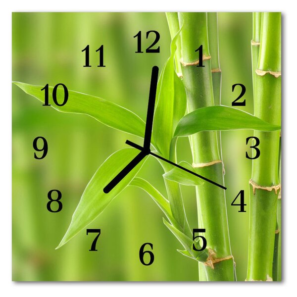Ceas de perete din sticla pătrat Bamboo Plante Flori și plante verzi