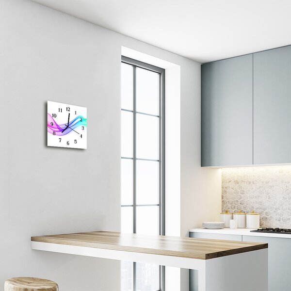 Ceas de perete din sticla pătrat Abstract Linii Art Multi-colorat