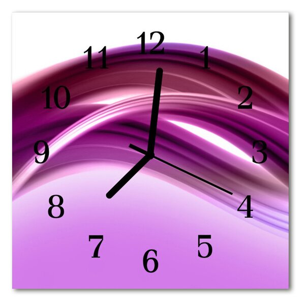 Ceas de perete din sticla pătrat Abstract Lines Art Purple