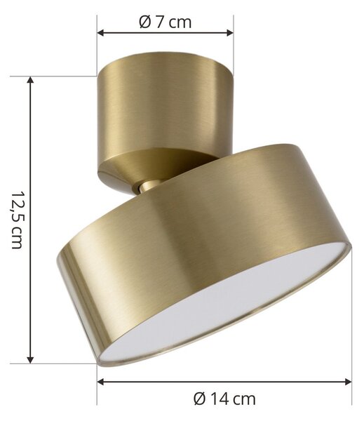 Lindby Spot LED Nivoria, Ø 14 cm, auriu, montat pivotant, Auriu / Alamă, Camera de zi / sufragerie, Aluminiu, Modern