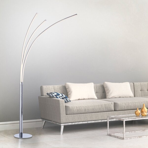 JUST LIGHT. GmbH Lampă de podea cu LED Maja, trei lumini, cromată, Metalic, Camera de zi / sufragerie, Metal, Modern
