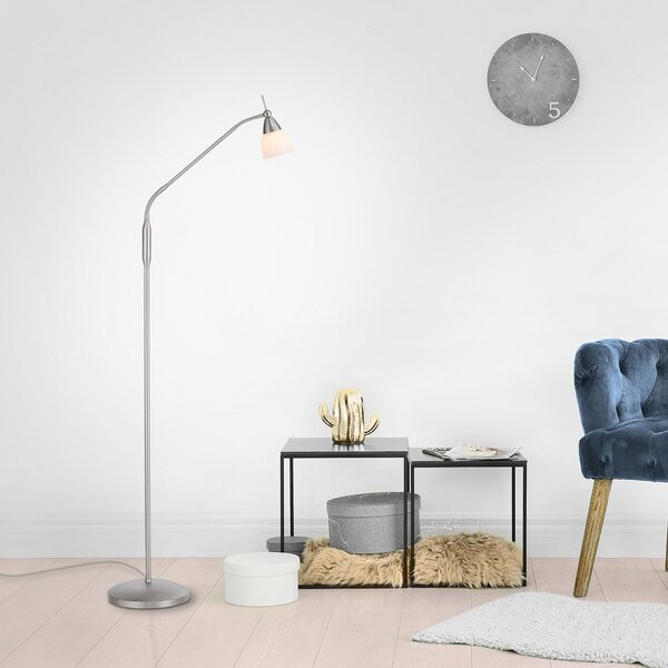 Paul Neuhaus Pino lampadar, argintiu, 163 cm, dimabil, G9, reglabil, Metalic, Camera de zi / sufragerie, Metal, Lumină de lectură