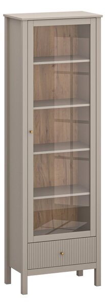 Vitrina pentru living KLEO, taupe, PAL laminat, cu iluminare LED, 65x3