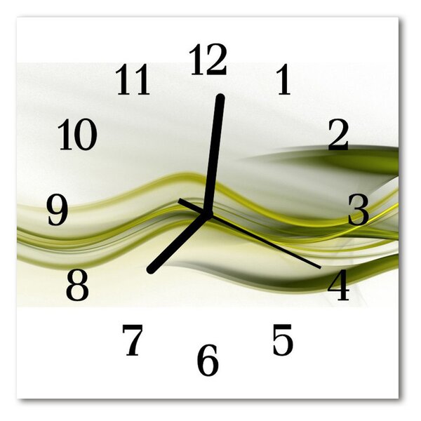 Ceas de perete din sticla pătrat Abstract Lines Art Green
