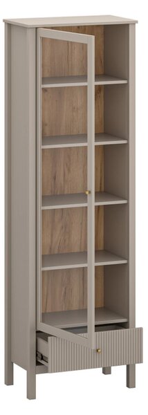 Vitrina pentru living KLEO, taupe, PAL laminat, cu iluminare LED, 65x3