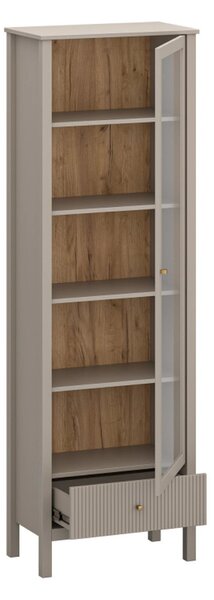 Vitrina pentru living KLEO, taupe, PAL laminat, cu iluminare LED, 65x3