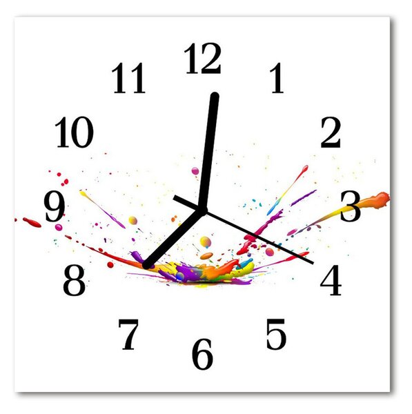 Ceas de perete din sticla pătrat Stains Art Multi-colorat
