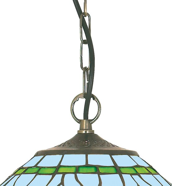 Searchlight Lampă suspendată Dragonfly stil Tiffany, reglabil, Multicolor, Camera de zi / sufragerie, Sticlă, Tiffany