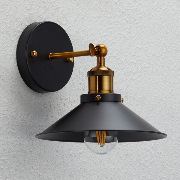 Globo Aplică de perete Viktor stil industrial, reglabil, Negru, Camera de zi / sufragerie, Metal, Design industrial