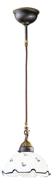 Austrolux Lampă suspendată Nonna flori Ø 20cm 1 bec albastru, reglabil, Camera de zi / sufragerie, Sticlă, Casă de țară / Rustic