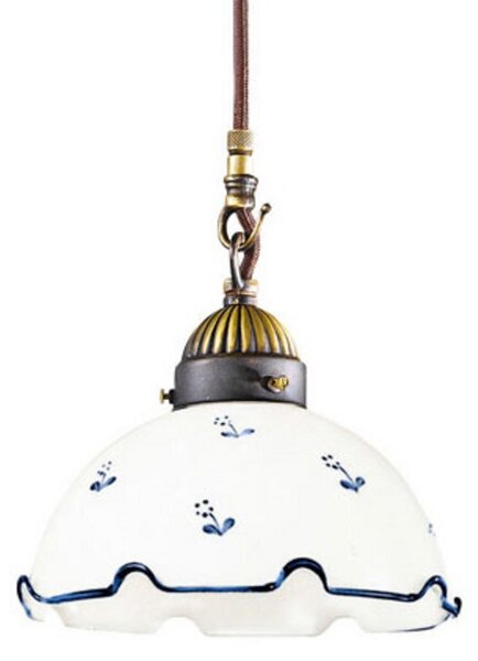 Austrolux Lampă suspendată Nonna flori Ø 20cm 1 bec albastru, reglabil, Camera de zi / sufragerie, Sticlă, Casă de țară / Rustic