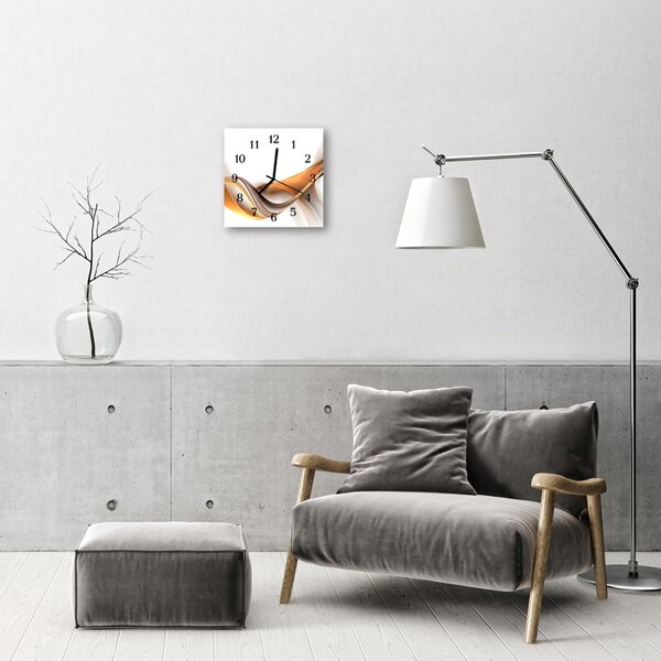 Ceas de perete din sticla pătrat Rezumat Abstract Art Orange