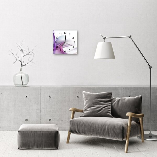 Ceas de perete din sticla pătrat Abstract Abstract Art Purple