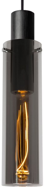 Lucide Suspensie Orlando, gri fumuriu, o singură lumină, reglabil, Negru, Camera de zi / sufragerie, Sticlă, Modern