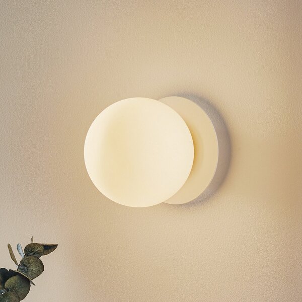EMIBIG LIGHTING Aplică de perete Minerva K1, alb, Ø 15 cm, sticlă/metal, reglabil, Alb, Hol, Metal