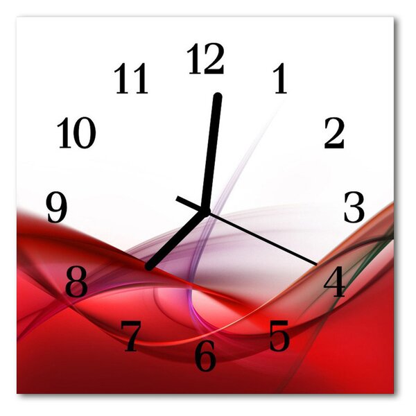 Ceas de perete din sticla pătrat Abstract Art Red