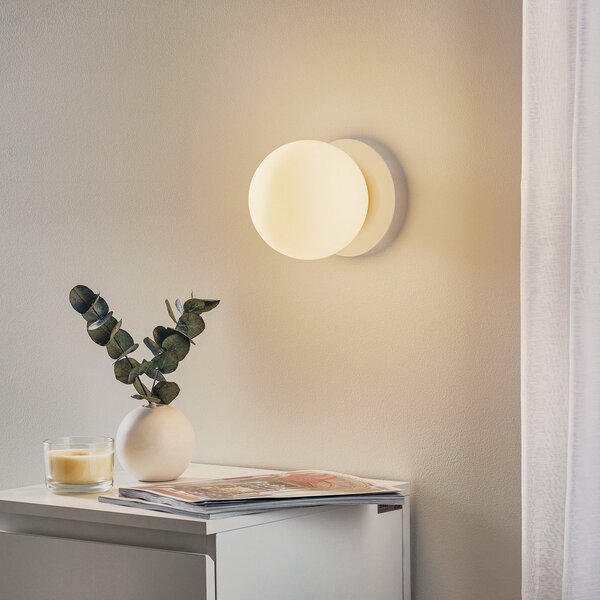 EMIBIG LIGHTING Aplică de perete Minerva K1, alb, Ø 15 cm, sticlă/metal, reglabil, Alb, Hol, Metal