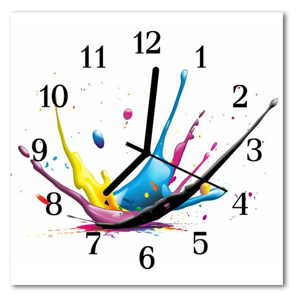 Ceas de perete din sticla pătrat Color Multi-colorat