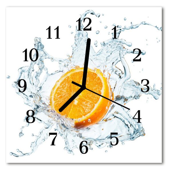Ceas de perete din sticla pătrat Apa Orange Apa Orange