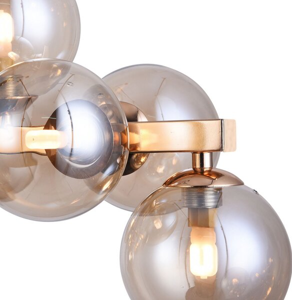 Maytoni Lampă suspendată lungă Dallas, aurie, reglabil, Auriu / Alamă, Camera de zi / sufragerie, Sticlă, Design