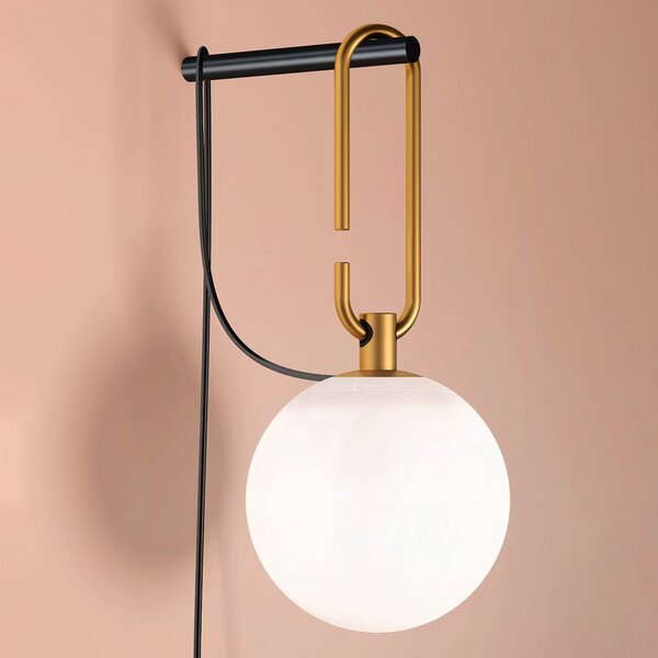 Artemide aplică de perete nh Wall, albă, sticlă, ștecher, E14, Alb, Camera de zi / sufragerie, Sticlă, Design