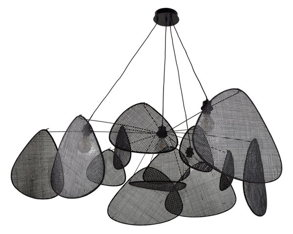 MARKET SET lampă suspendată Screen XXL, 90 cm, negru, ratan, reglabil, Negru, Camera de zi / sufragerie, Lemn, Design