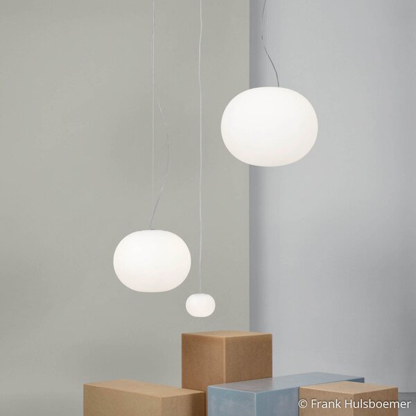 FLOS Glo-Ball - lampă suspendată sferică 45 cm, reglabil, Alb, Camera de zi / sufragerie, Sticlă, Design, glob
