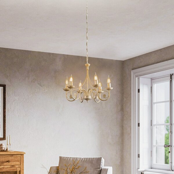Candelabru Ayleen 6 becuri 1 etaj, alb