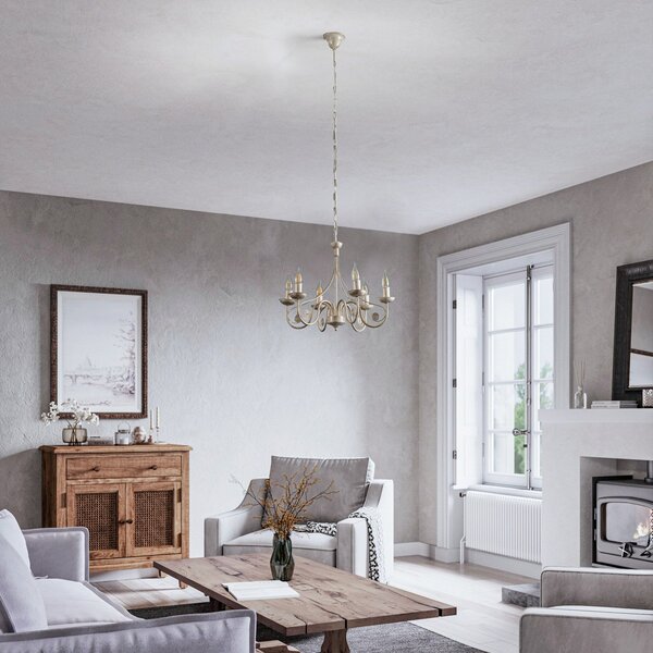 Candelabru Ayleen 6 becuri 1 etaj, alb