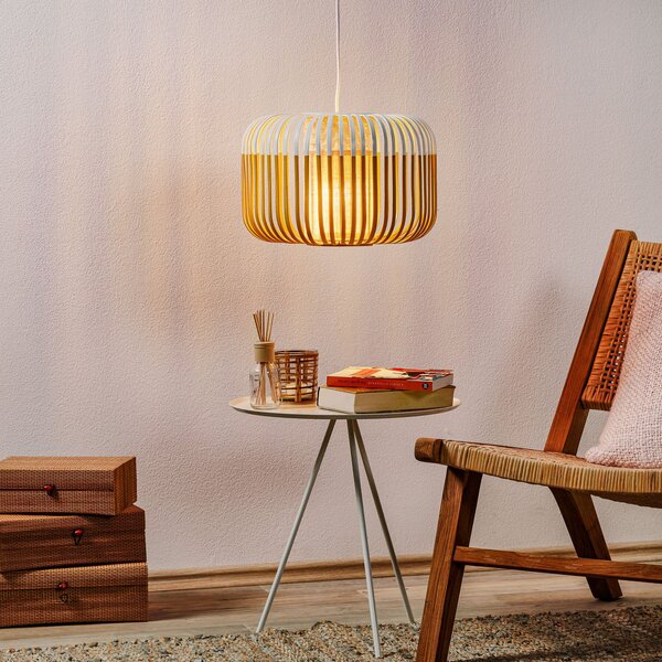 Lustră Pendul Forestier, Bamboo Light S, reglabil, Alb, Camera de zi, Bamboo, Design