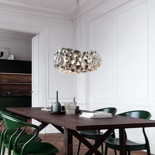 Schuller Valencia Lampă suspendată LED Narisa Ø 46 cm crom, Metalic, Camera de zi / sufragerie, Metal, Design