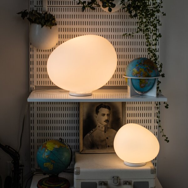 Foscarini Gregg media lampă de masă cu dimmer, reglabil, Alb, Camera de zi / sufragerie, Sticlă, Design