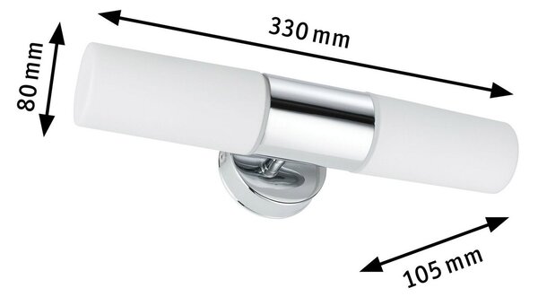 Paulmann Lenia aplică perete IP44 crom/opal 2 bec., reglabil, Metalic, Baie, Metal, Modern