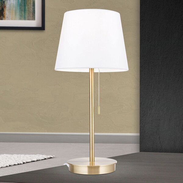ORION Lampă de masă Ludwig cu port USB alb/alamă antic, Bronz / Alamă Veche, Camera de zi / sufragerie, Metal, Modern