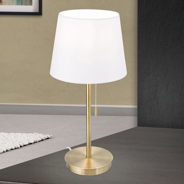 ORION Lampă de masă Ludwig cu port USB alb/alamă antic, Bronz / Alamă Veche, Camera de zi / sufragerie, Metal, Modern