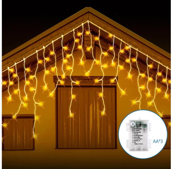 Instalație LED de Crăciun de exterior Aigostar 200xLED/8 funcții 13x0,6m IP44 alb cald