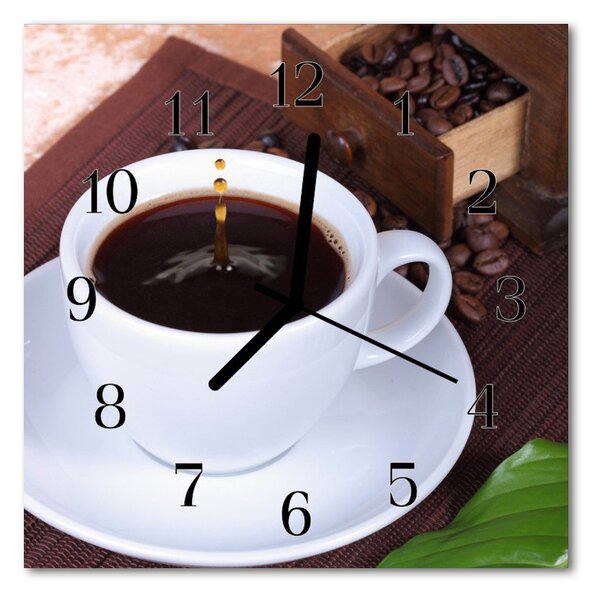 Ceas de perete din sticla pătrat Cafea Alimente și băuturi Brown
