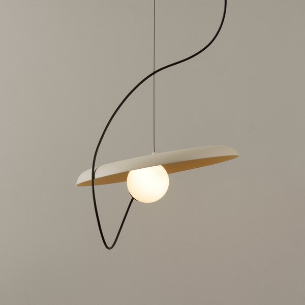 Milan Iluminación Lampă suspendată din sârmă Ø 38 cm, culoare nurcă, reglabil, Bej, Camera de zi / sufragerie, Metal, Design