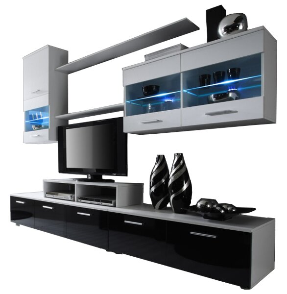 Mobilier living Beverley I (alb + negru) (cu iluminat). 611008