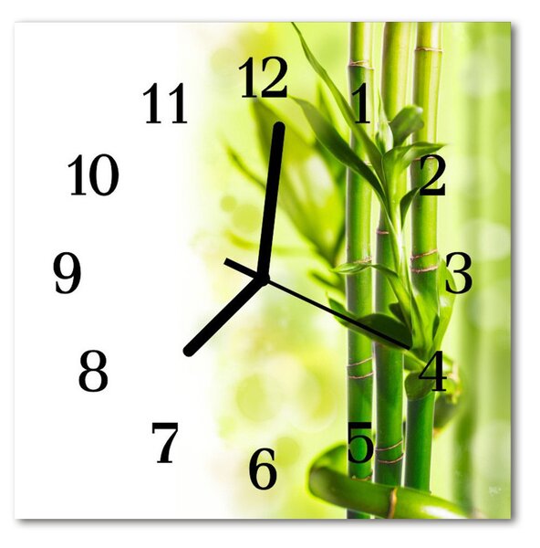 Ceas de perete din sticla pătrat Bamboo Bamboo Green
