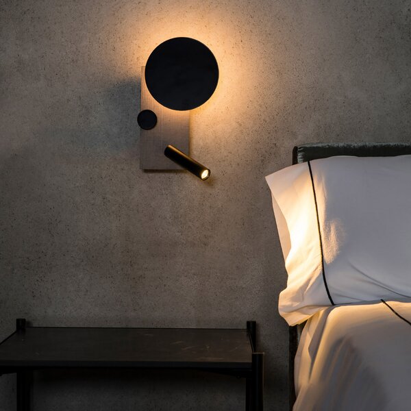 FARO BARCELONA Aplică de perete LED Klee, gri, varianta stângă, reglabil, Gri, Camera de zi / sufragerie, Metal, Modern